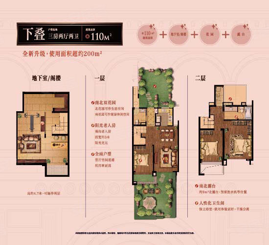 110㎡下叠户型 别墅